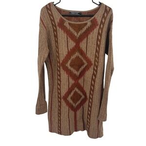 Peruvian Connection Southwestern Knit Tunic Sweater M Pima Cotton Earthy Western
